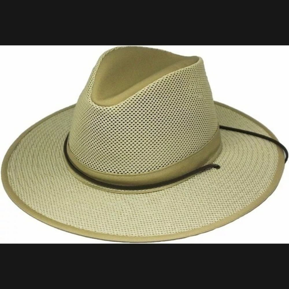 Henschel Aussie Breezer Cotton Packable Mesh Hat w/Chin Cord, Made in USA NEW